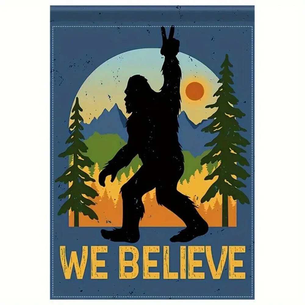 Sasquatch We Believe Garden Flag Double-Sided 12" x 18" NEW! Home & Garden:Yard, Garden & Outdoor Living:Décor:Flags Style Your Walls